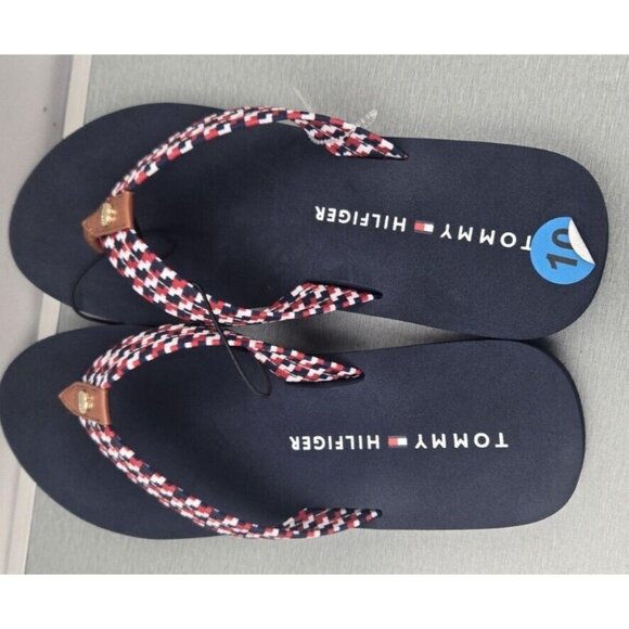 Women Sandals Tommy Hilfiger Thong Blue/Red  Flip-Flops Size 10 - Picture 6 of 6